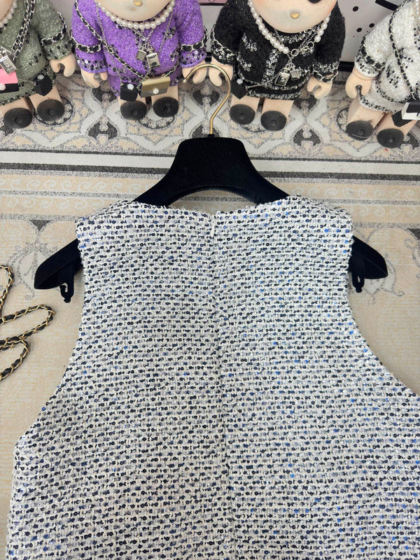 CC Tweed Vest Dress Black Polyester Polyamide 251869