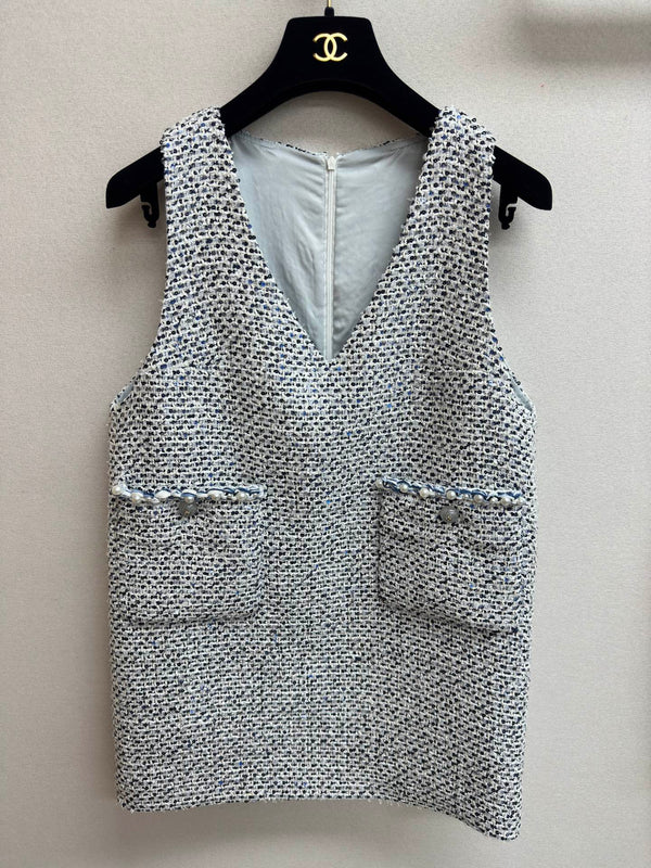 CC Tweed Vest Dress Black Polyester Polyamide 251869