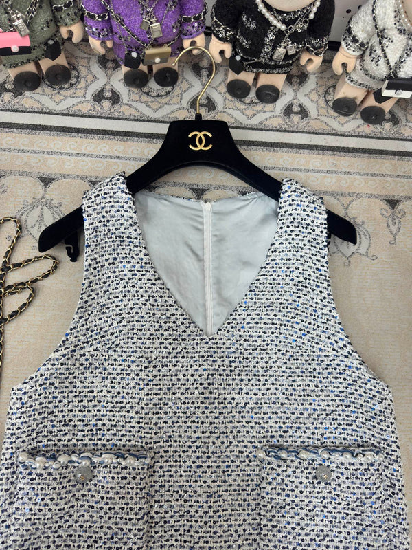 CC Tweed Vest Dress Black Polyester Polyamide 251869