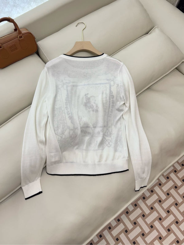 Maglione a maniche lunghe Hm in seta acrilica bianca