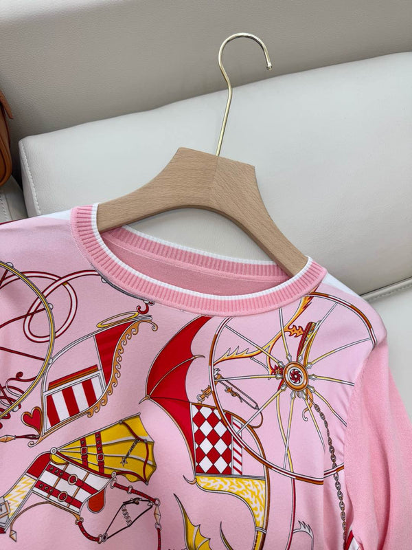Maglione a maniche lunghe in maglia rosa seta Hm