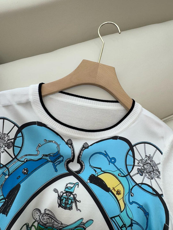 Maglione a maniche lunghe Hm in maglia di seta bianco blu