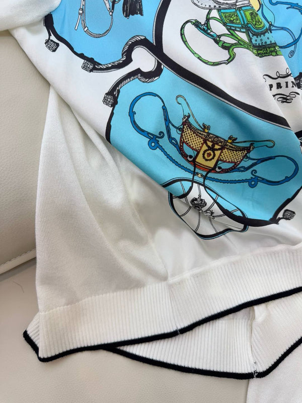 Maglione a maniche lunghe Hm in maglia di seta bianco blu