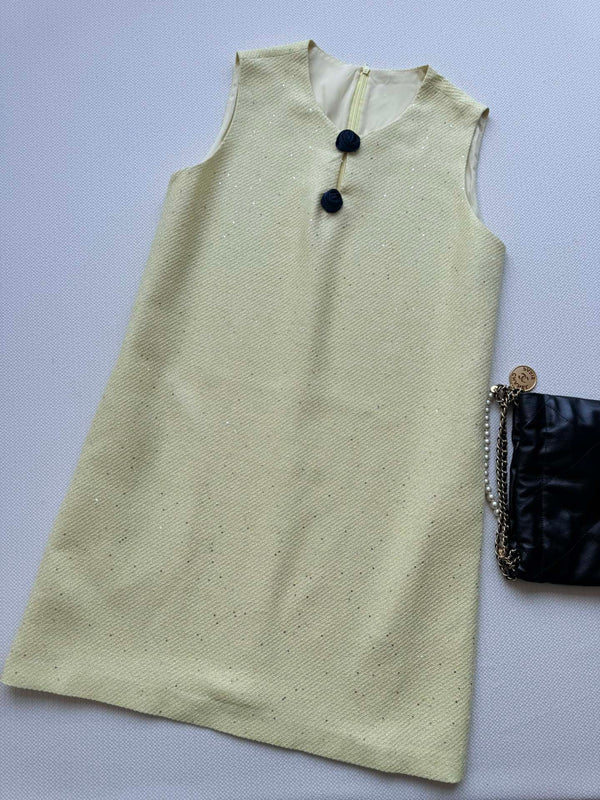 Robe sans manches CC jaune clair viscose soie laine 352986