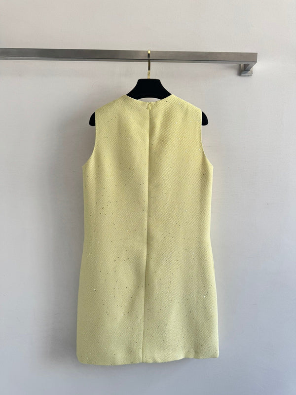 Robe sans manches CC jaune clair viscose soie laine 352986