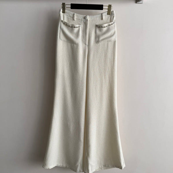 CC 26s Pantalon évasé Laine Viscose Ivoire 338889