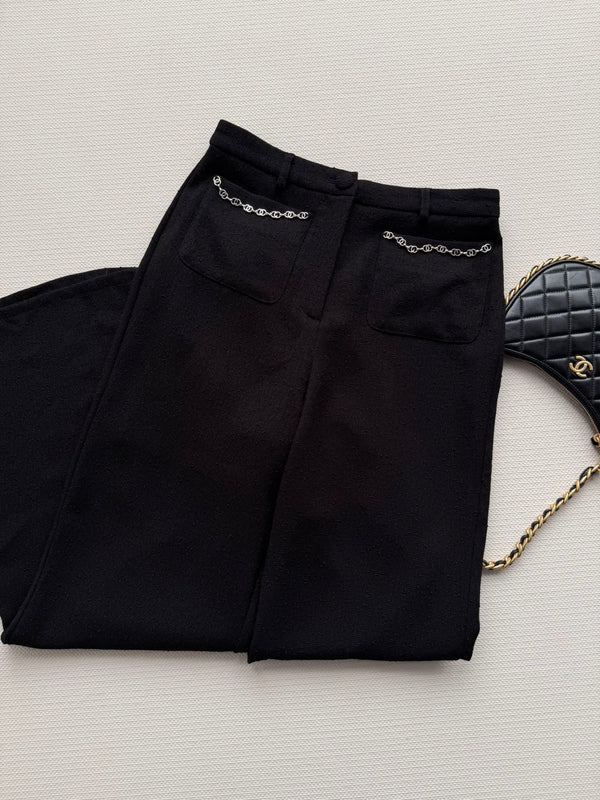 CC 26s Pantalon évasé Laine Viscose Noir 338888