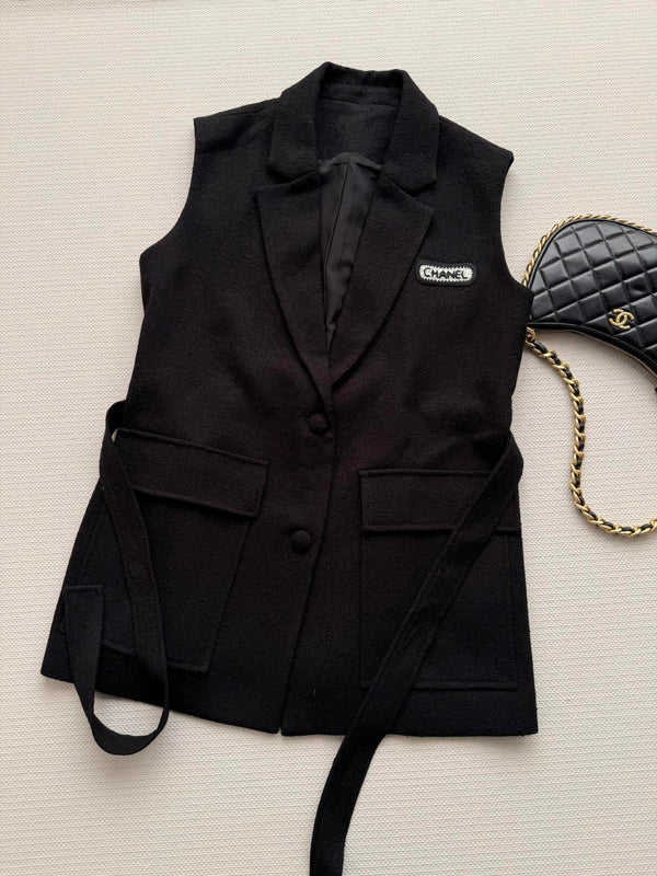 CC 26s Gilet Noir Laine Viscose 338885