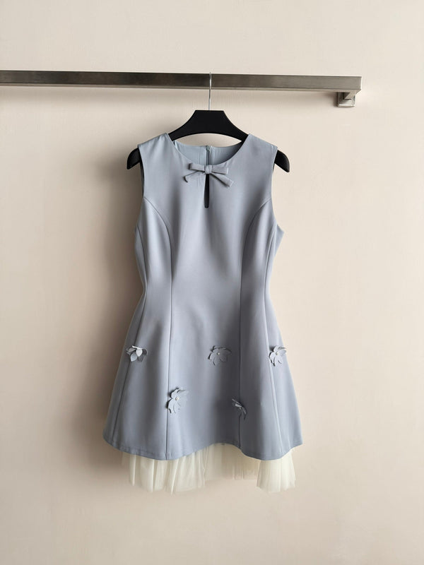 Robe sans manches à nœud papillon CC bleu clair polyester 352969