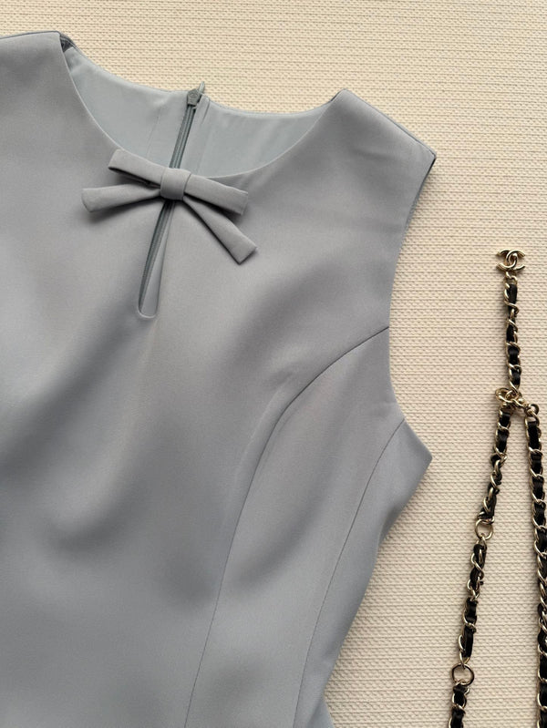 Robe sans manches à nœud papillon CC bleu clair polyester 352969