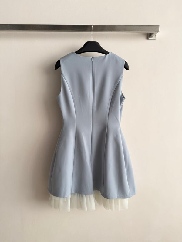 Robe sans manches à nœud papillon CC bleu clair polyester 352969