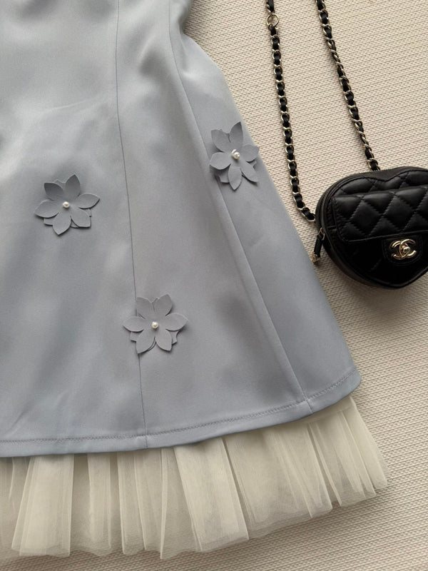 Robe sans manches à nœud papillon CC bleu clair polyester 352969