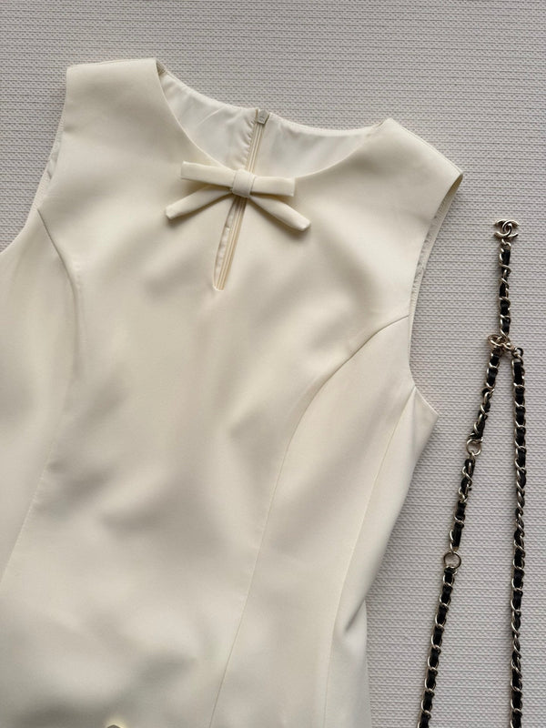 Robe sans manches CC Bow-Tie Crème clair Polyester 352970