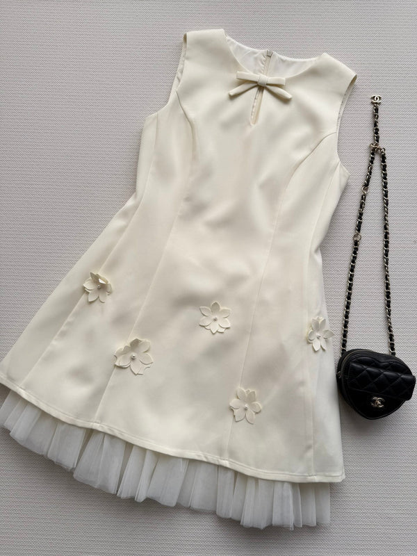 Robe sans manches CC Bow-Tie Crème clair Polyester 352970