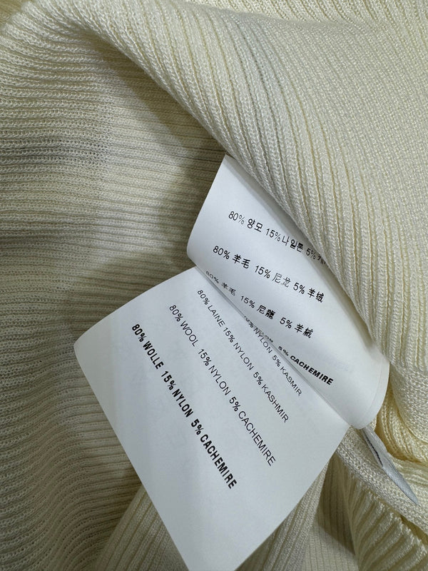 Miu Knit Short-Sleeved Cream Wool Nylon 380766