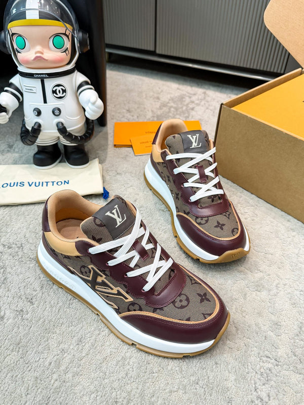 LV Classic Sneaker Beige Burgundy Monogram Mesh Leather 625422