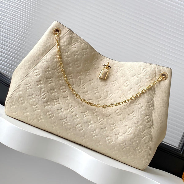 Borsa tote Anytime 42cm in pelle color crema e oro Empreinte 250725