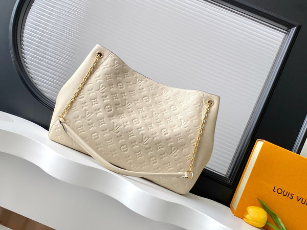 Borsa tote Anytime 42cm in pelle color crema e oro Empreinte 250725