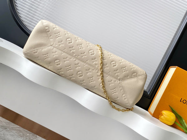Borsa tote Anytime 42cm in pelle color crema e oro Empreinte 250725