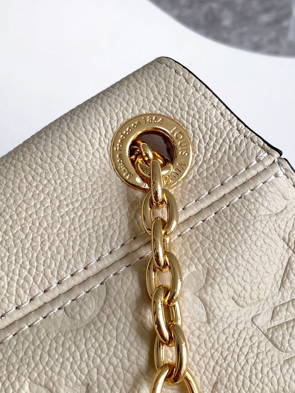 Borsa tote Anytime 42cm in pelle color crema e oro Empreinte 250725