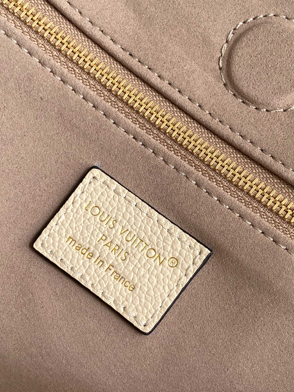 Borsa tote Anytime 42cm in pelle color crema e oro Empreinte 250725