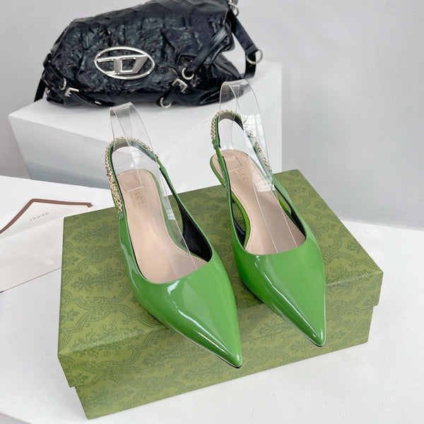 DÉCOLLETÉ GG SIGNORIA 45 SLINGBACK IN PELLE DI AGNELLO VERDE