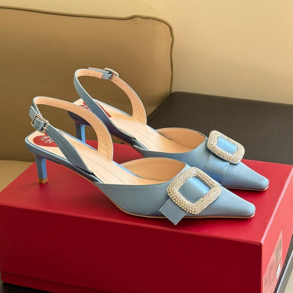 Viv Canard Slingback Pumps 55 in Light Blue Satin