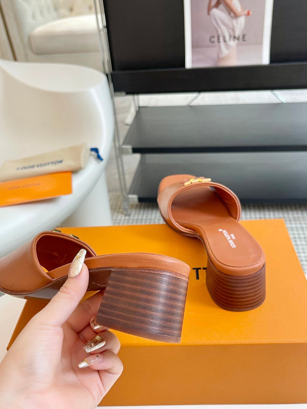LV Capri Mule 45mm in pelle di vitello marrone