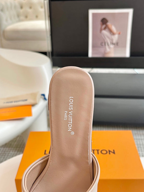 lv capri mule 45mm in pelle di vitello beige