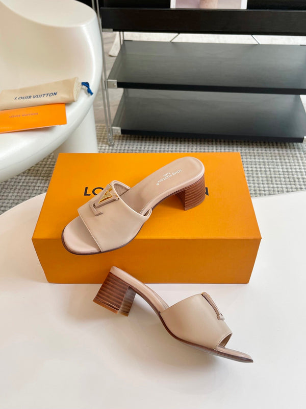 lv capri mule 45mm in pelle di vitello beige