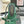 SL CRYSTAL T-STRAP FLAT SANDAL DARK GREEN SATIN
