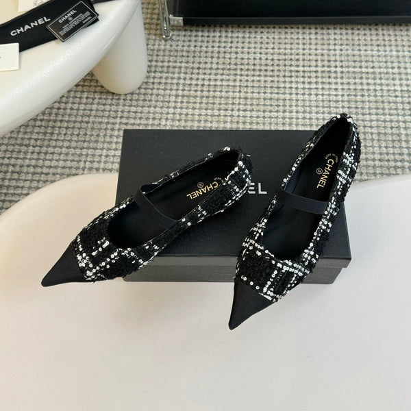 CC MARY JANE IN TWEED DI LANA BIANCO E NERO