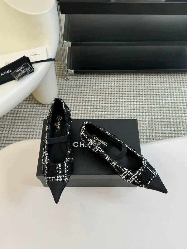 CC MARY JANE IN TWEED DI LANA BIANCO E NERO