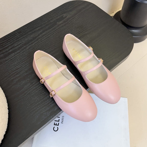 CL Les Ballerines Double Strap Ballerina In Light Pink Lambskin 325024