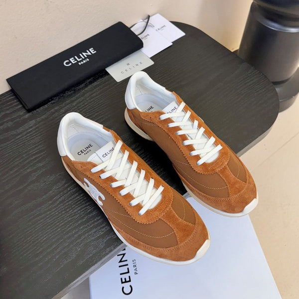 Baskets Basses Celine Racer Daim Veau Marron 606409