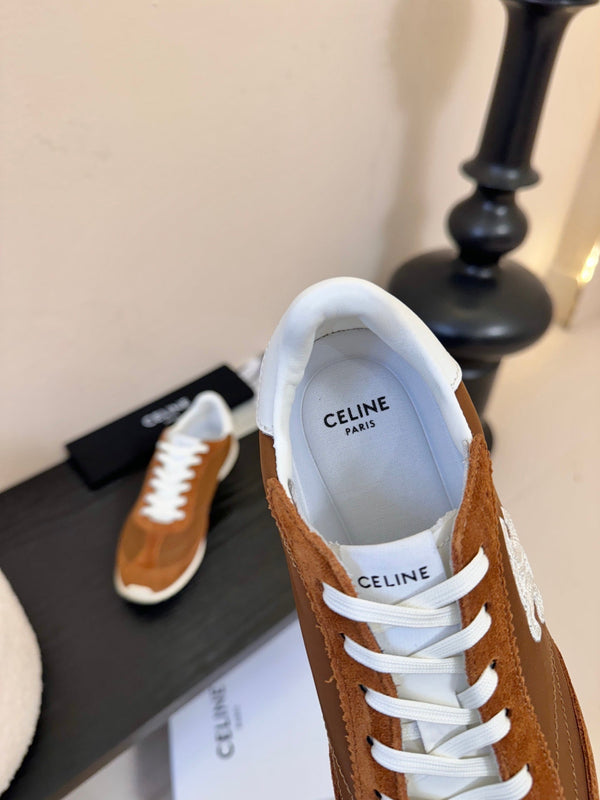 Baskets Basses Celine Racer Daim Veau Marron 606409