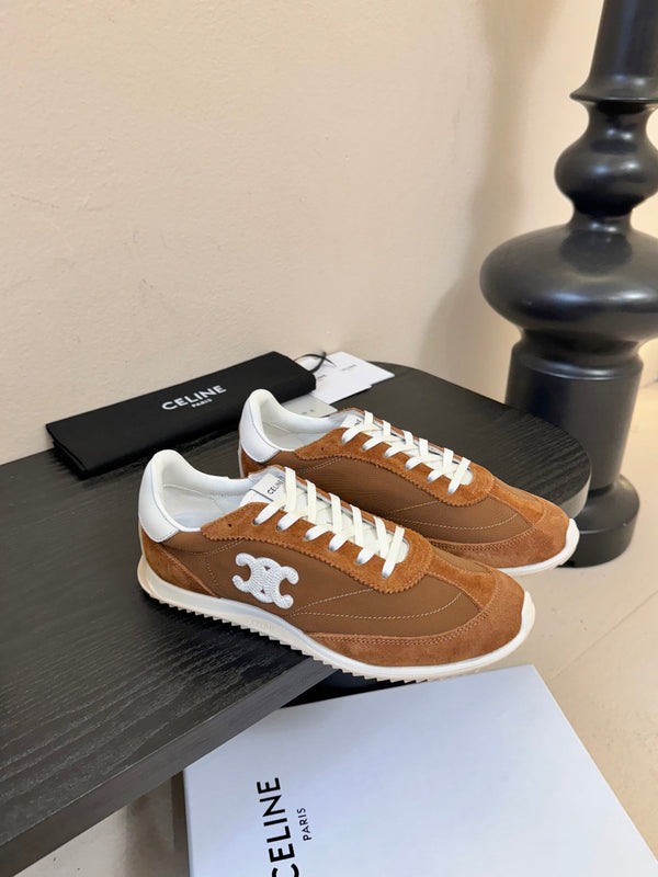 Baskets Basses Celine Racer Daim Veau Marron 606409