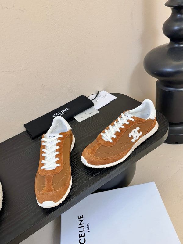 Baskets Basses Celine Racer Daim Veau Marron 606409
