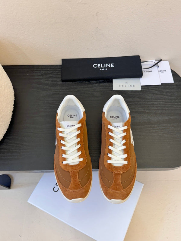 Baskets Basses Celine Racer Daim Veau Marron 606409