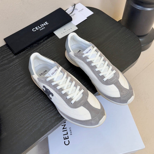 Celine Baskets basses Racer en veau velours gris 606410