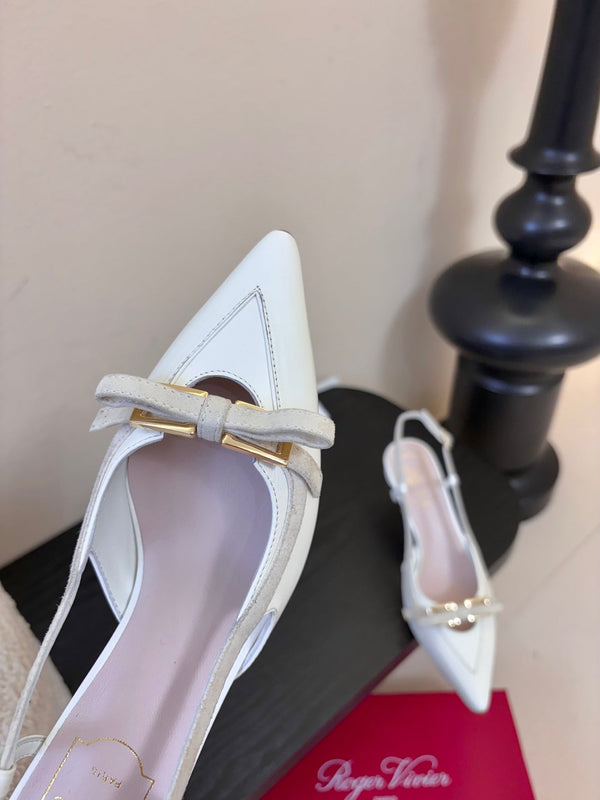 Virgule Slingback Pumps 7.5cm White Cowhide 606402