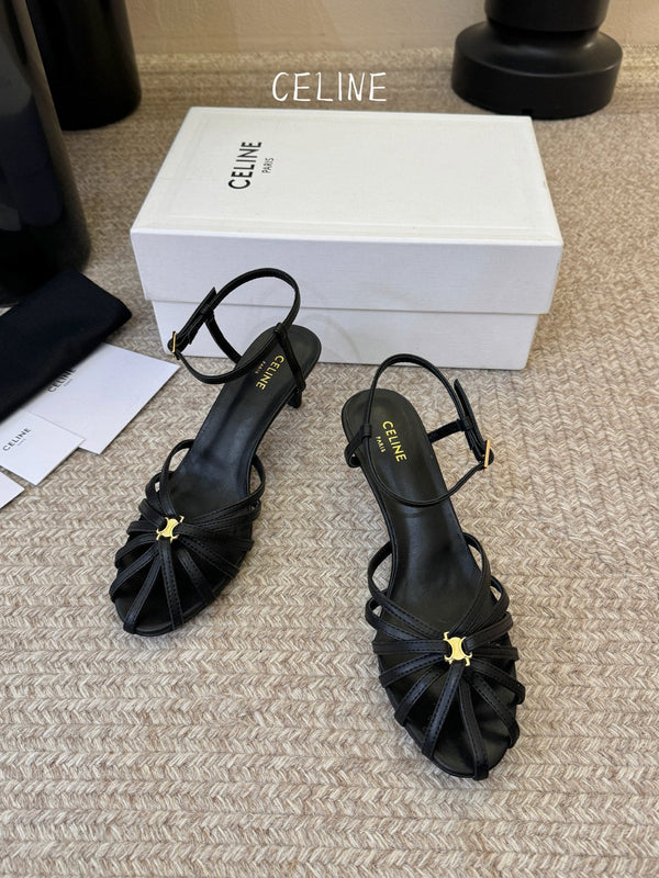 CL Triomphe Sandal 6.5cm Black Lambskin 835889