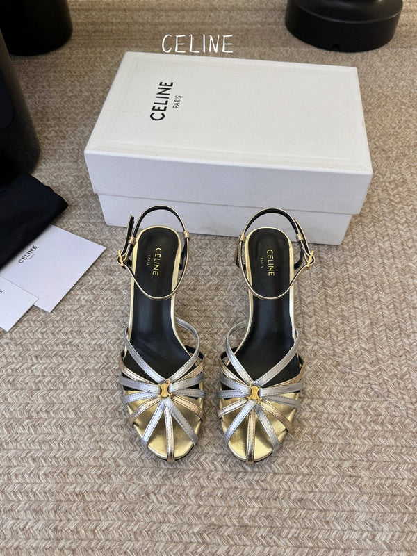 CL Triomphe Sandal 6.5cm Sliver Laminated Lambskin 835895