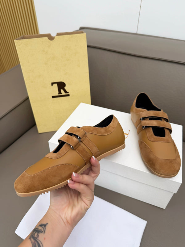 The Row Adjustable Strap Sneakers Brown Suede 832658