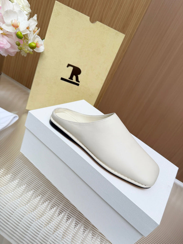 The Row Piper Slide White Leather 707516