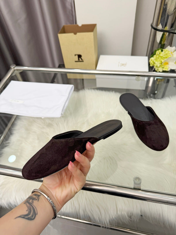 The Row Sleeper Two Slippers Coffee Suede 707570