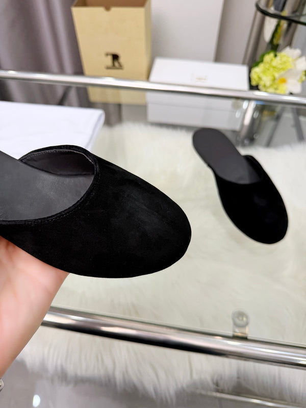 The Row Sleeper Two Slippers Black Suede 707572