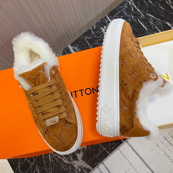 LV Time Out Sneaker 40mm Brown Yellow Monogram Suede