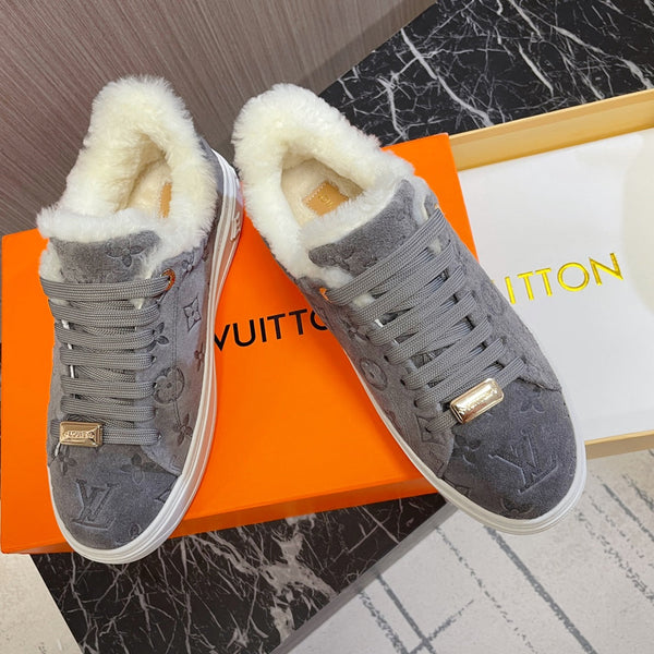 LV Time Out Sneaker 40mm Grey Monogram Suede