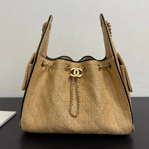 Chanel 2026 Hobo Bag 30cm Apricot Woven Leather